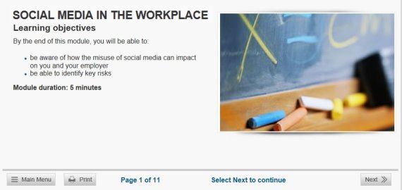 social media in the workplace online training